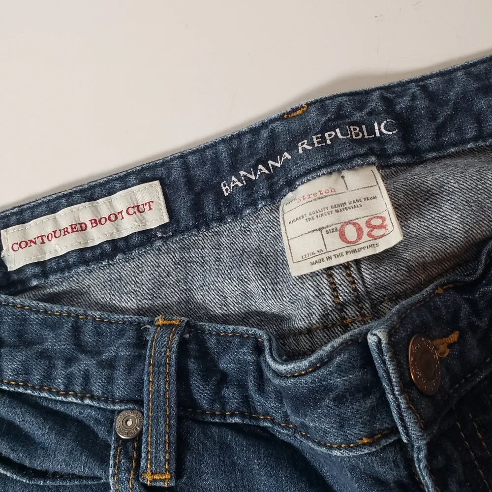 Vtg Banana Republic Denim Jeans 8 Contour Boot Cut Dark Wash Mid Rise Stretch